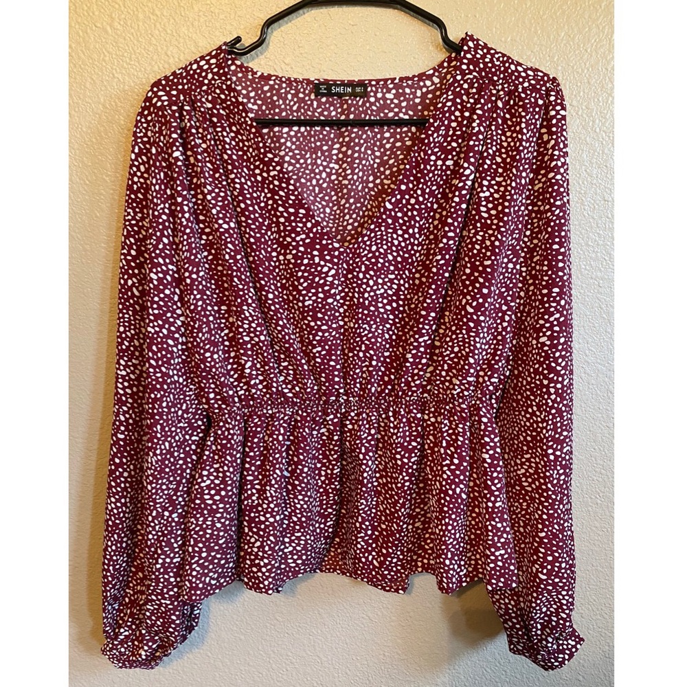 Shein burgundy bell sleeve top